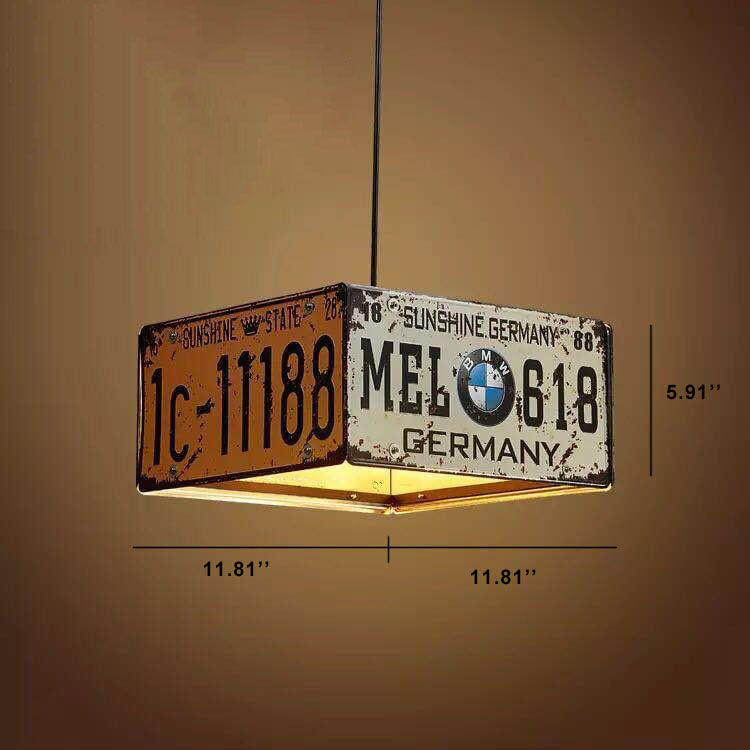 VintagePlate Kreative Metall-Lizenzplatte Kronleuchter | 3-Licht | Retro-Design