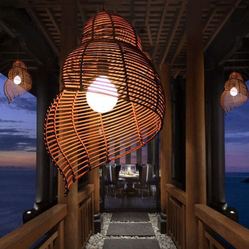 ConchaLuxe – Vintage Rattan Pendelleuchte | Muscheldesign | Natürliche Eleganz für Ihr Zuhause