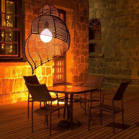 ConchaLuxe – Vintage Rattan Pendelleuchte | Muscheldesign | Natürliche Eleganz für Ihr Zuhause