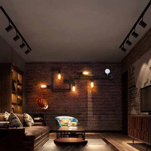 PipeGlow Industrielle Wandleuchte | Maze-Design mit 5 Lichtern | Rustikale Beleuchtung | Dekorativ & Funktional