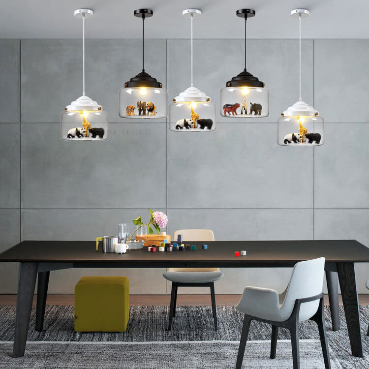 ZooLux Kinder Pendelleuchte | Cartoon-Tiere aus Glas | Einflammige Hängelampe | Perfekt fürs Kinderzimmer