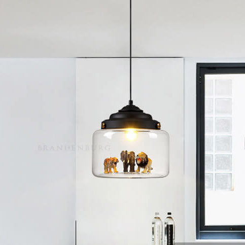 ZooLux Kinder Pendelleuchte | Cartoon-Tiere aus Glas | Einflammige Hängelampe | Perfekt fürs Kinderzimmer