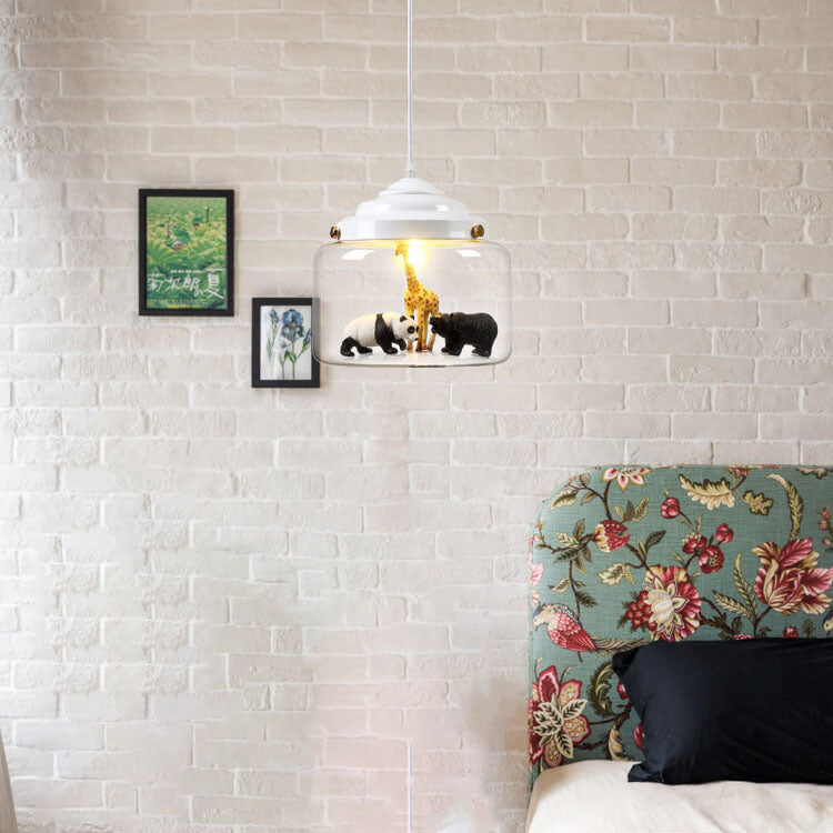 ZooLux Kinder Pendelleuchte | Cartoon-Tiere aus Glas | Einflammige Hängelampe | Perfekt fürs Kinderzimmer