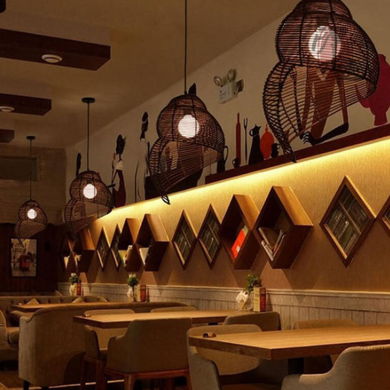 ConchaLuxe – Vintage Rattan Pendelleuchte | Muscheldesign | Natürliche Eleganz für Ihr Zuhause