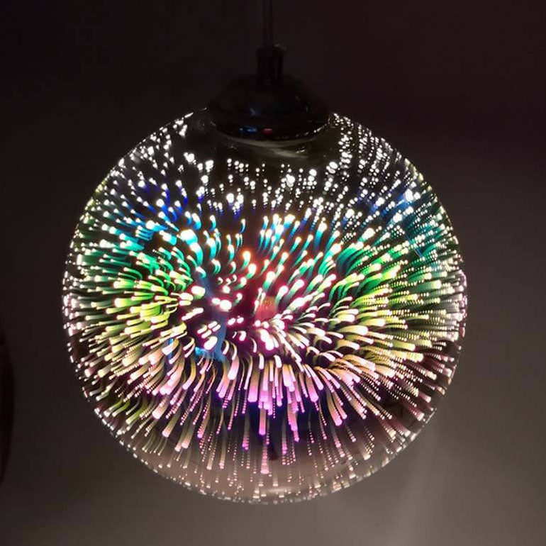 ElysianSpark 3D Creative LED Kronleuchter | 2/3 Lichter | Feuerwerksglas-Dome | Modernes Design | Stimmungslicht für Zuhause