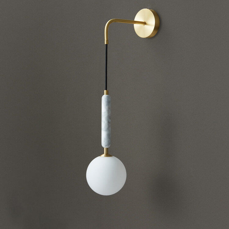 Marbelis Sphere LED Wandleuchte | Moderner Luxus | Marmor-Arm & Kugelschirm | Dekorative Beleuchtung