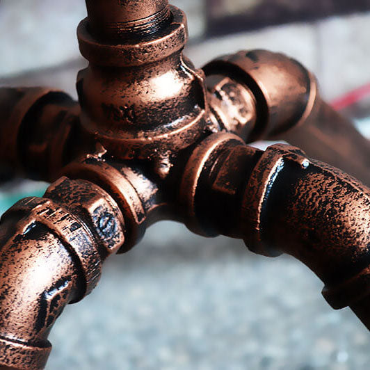 PipeLuxe Steampunk Stehlampe | Industrial Design | Kupfer Wasserrohr | 2-Licht Vintage Leuchte