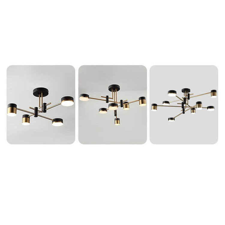 ZenithGlow Minimalistische Deckenleuchte | Schwarz-Gold Design | 4-8 Lichter | Halbaufbau-Leuchte