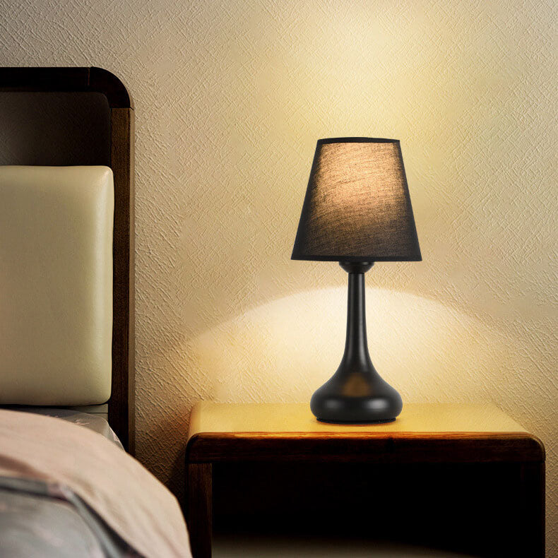 NoctaLoom Nordic Tischlampe | Vintage Design | Stoffschirm & Eisenbasis | Touch-Schalter