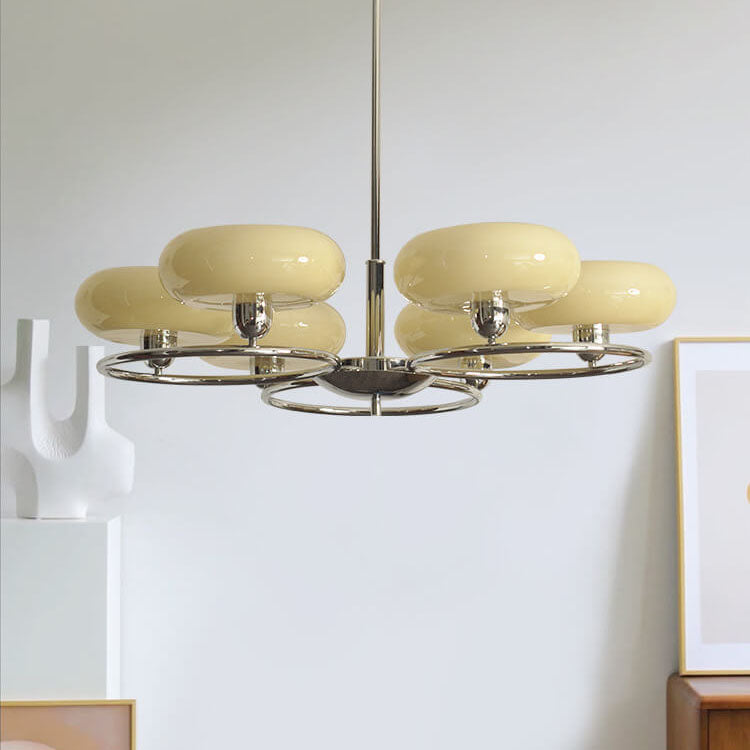 ChateauLume Vintage Kronleuchter | Französisches Design | Grünes & Cremefarbenes Glas | 6-flammige Hängeleuchte