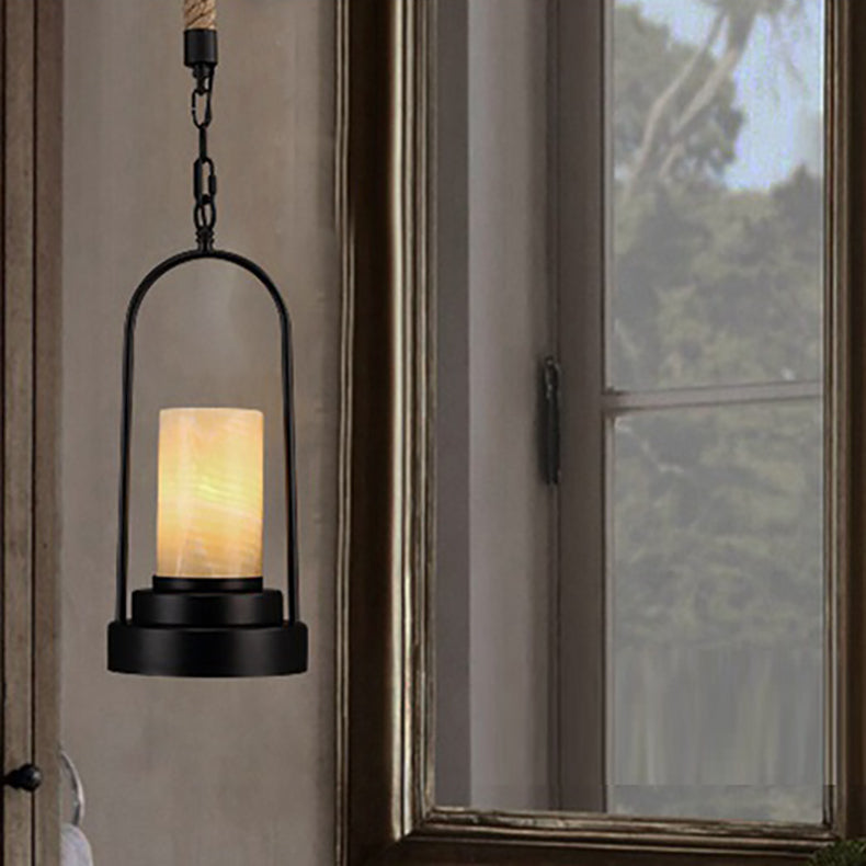 HempCandle Industrielle Pendelleuchte | Vintage Seil-Design | 1-flammige LED-Hängeleuchte | Rustikaler Stil