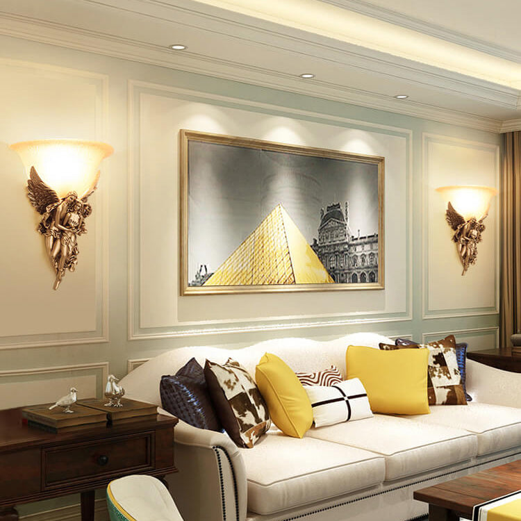 AureliaLux Vintage Wandlampe mit Engelsdesign | Europäischer Stil | Glaselemente | Perfekte Beleuchtung für Flur und Wohnzimmer