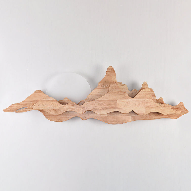 LunaPeak Moderne LED Wandlampe | Bergform Holz-Acryl Design | Wohnzimmer Beleuchtung