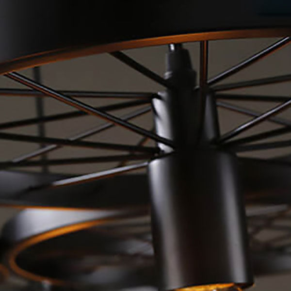 Rustiron Kronleuchter | Industrielles Design mit Eisenrädern | 1/3/6-flammig | Loft- und Wohnraum-Beleuchtung