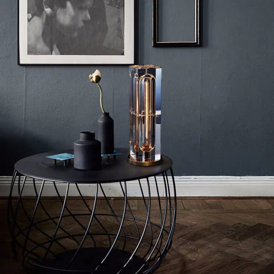 LuxeShine Kristall Tischlampe | Geometrisches Design | Rechteckig oder Quadratisch | 1-flammig