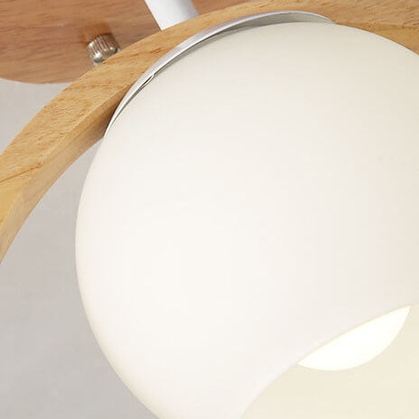 NaturaBird Minimalistische Japanische LED Deckenleuchte | Holzdesign | Runde Semi-Flush Beleuchtung | Elegantes Wohnambiente