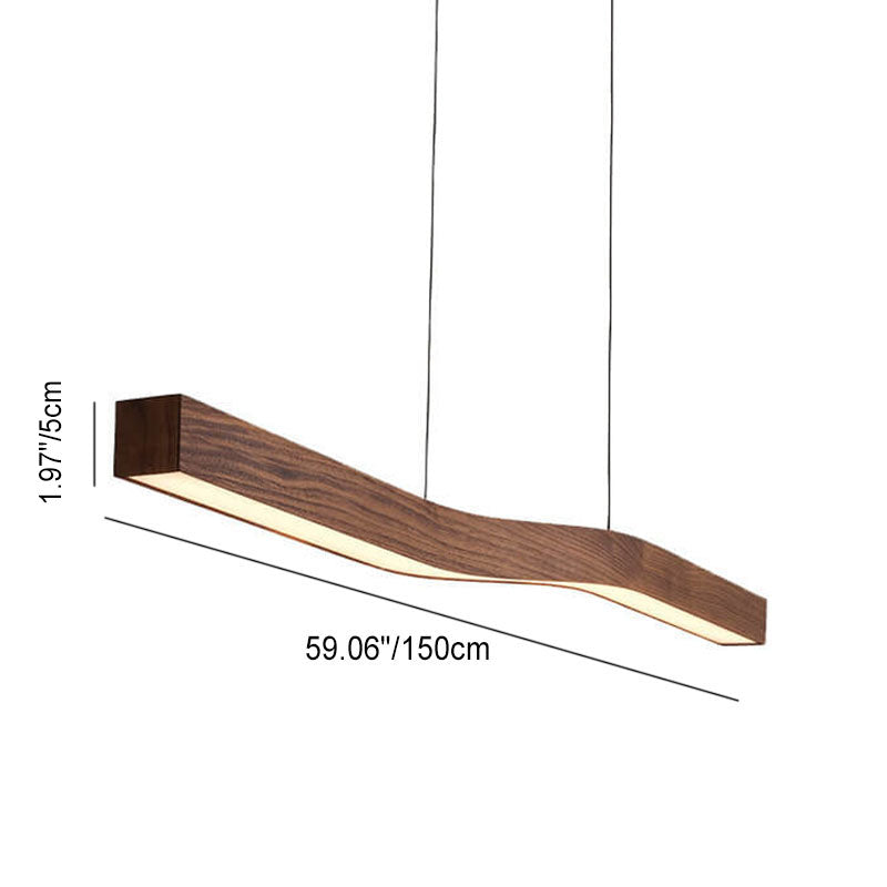 ZenWave Japanisches Wabi-Sabi LED Pendellicht | Holzoptik | Inselleuchte | Warmes Ambientelicht