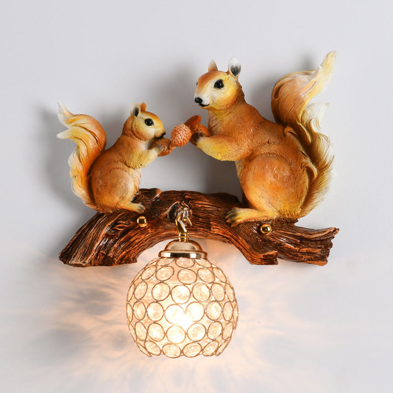 Crystanova Wandleuchte | Kreatives Eichhörnchen-Design | Kristall-Details | 1-flammige Lampe für Schlafzimmer