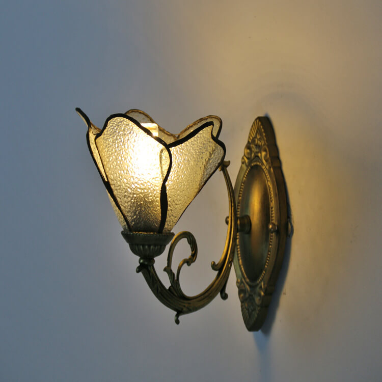 TiffanyBloom Vintage Glas Wandlampe | Buntglas | Einzigartiges Design | Beleuchtung für Zuhause