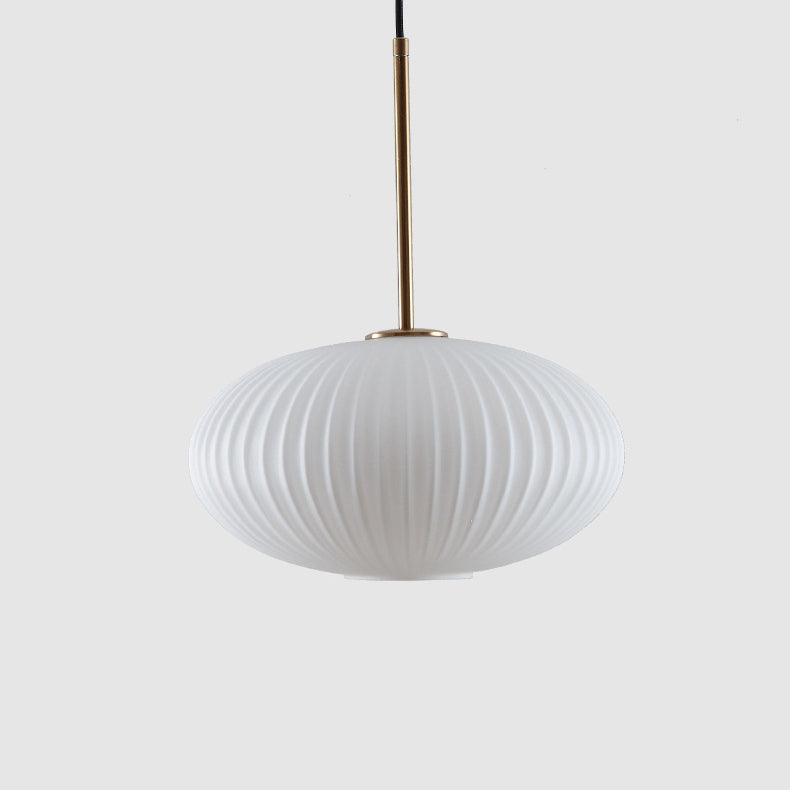 Lantoria Minimalistische Pendelleuchte | Ovaler Glasschirm | Cremefarbenes Nordic Design | 1-flammige Hängeleuchte