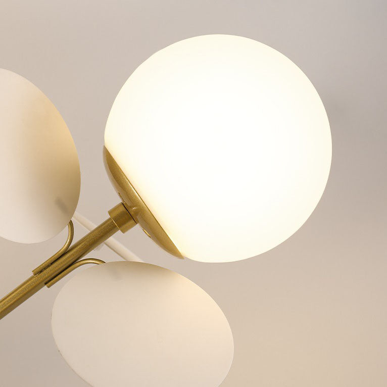 BloomLume Mid-Century Deckenleuchte | Blumen-Deko & Glas-Kugel | 1-4 Flammen | Modern & Stilvoll | Für Wohnzimmer