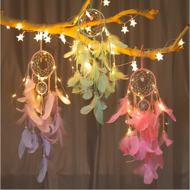 GlowDream Feenlicht Traumfänger | Deko Traumfänger LED-Lichterkette | Stimmungsvolles Licht für Zuhause | Boho Dekoration