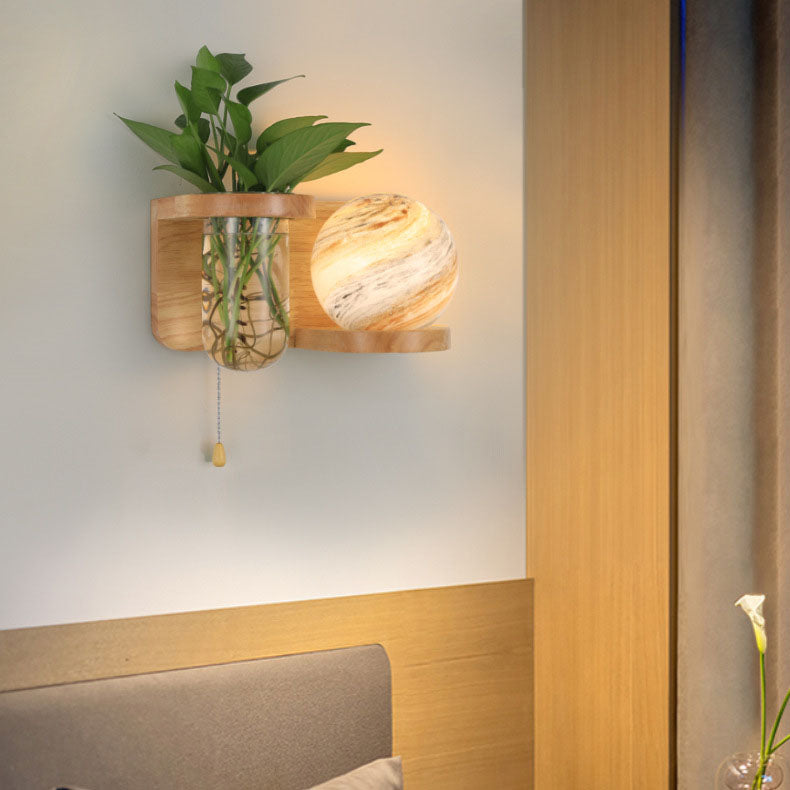 Orbano Wandleuchte | Modernes Eichenholz-Design | Planeten-inspirierter Stil | 1-flammig