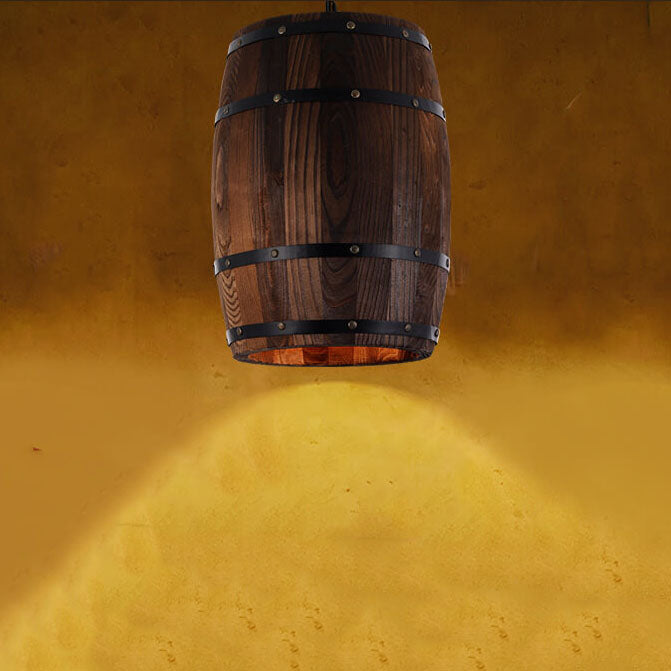 BarrelGlow Vintage Pendelleuchte | Holz-Weinfass-Design | 1-flammig | Rustikale Beleuchtung