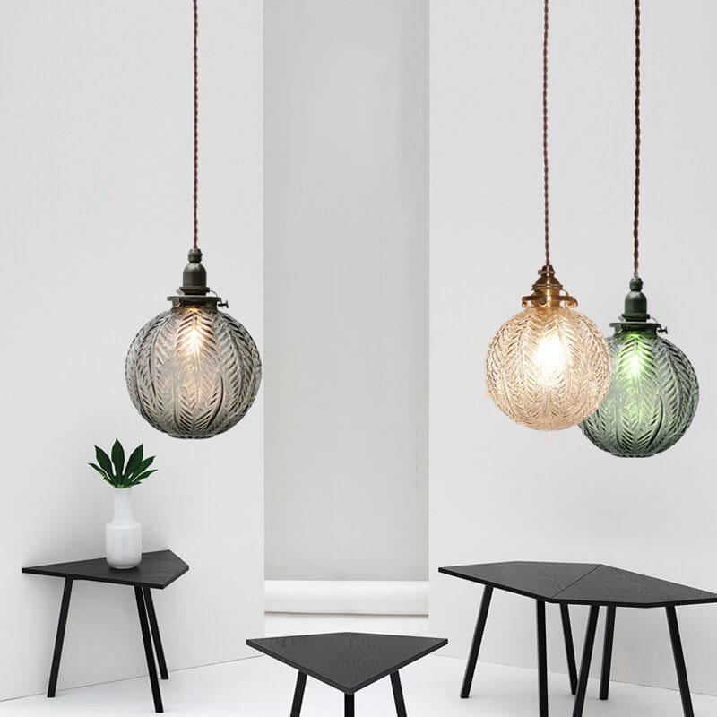 LotuSphere Retro Glas Pendelleuchte | Elegantes Design | Lotus-Struktur | Dekoratives Licht
