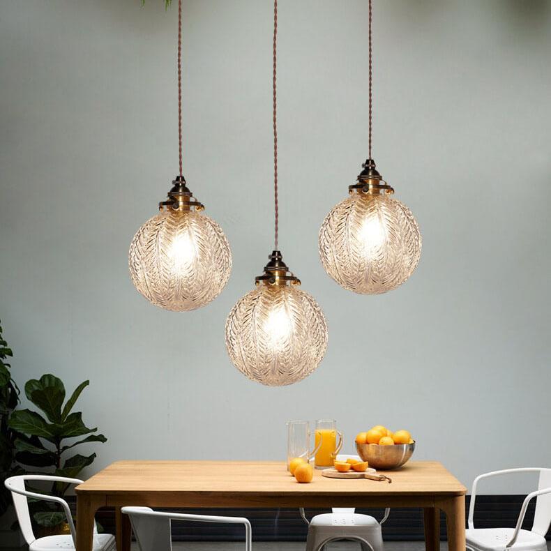 LotuSphere Retro Glas Pendelleuchte | Elegantes Design | Lotus-Struktur | Dekoratives Licht