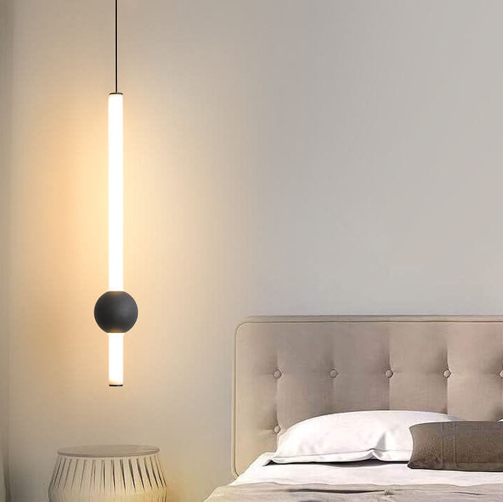LumaCyl Modern LED Pendelleuchte | Minimalistisches Zylinderdetail mit Metallkugel | Dimmbares Design