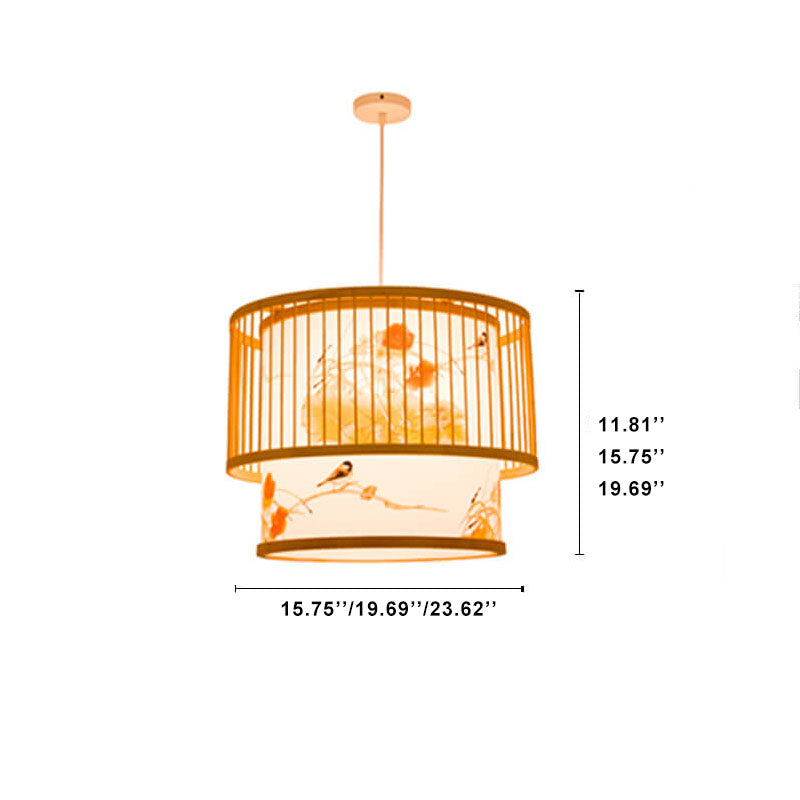 BambooLoom Designer Pendelleuchte | Zylindrische Bambus-Lampe | Handgefertigt | Ideal für Esszimmer & Wohnzimmer