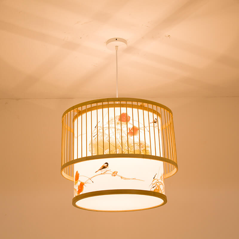 BambooLoom Designer Pendelleuchte | Zylindrische Bambus-Lampe | Handgefertigt | Ideal für Esszimmer & Wohnzimmer