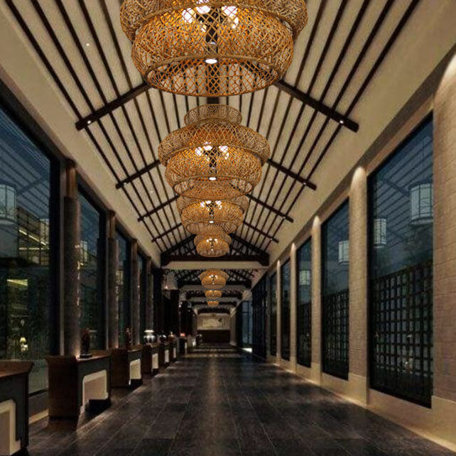 WeaveLux Retro Kronleuchter | Handgewebt | 3 Ebenen | 4/6-flammig | Boho Design für Zuhause