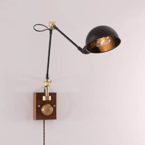 Walvora Vintage Wandlampe | Japanisches Design | Drehbar | Holz & Metall | Wandleuchte für Zuhause