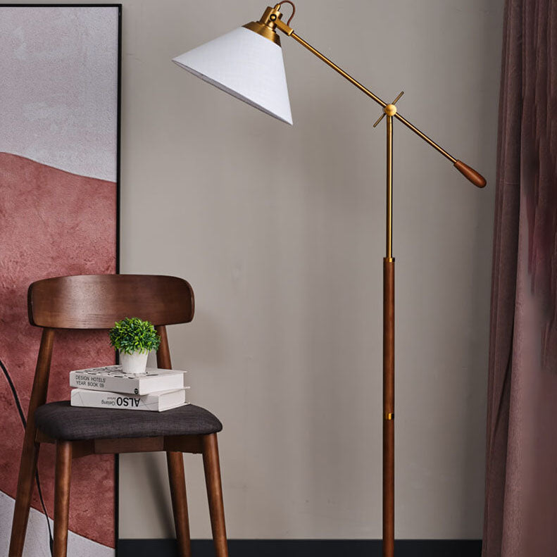 LumoShade Vintage Nordic Design Stehlampe | Stoffschirm | Holz & Metall | Stimmungslicht | Deko für Wohnzimmer & Schlafzimmer