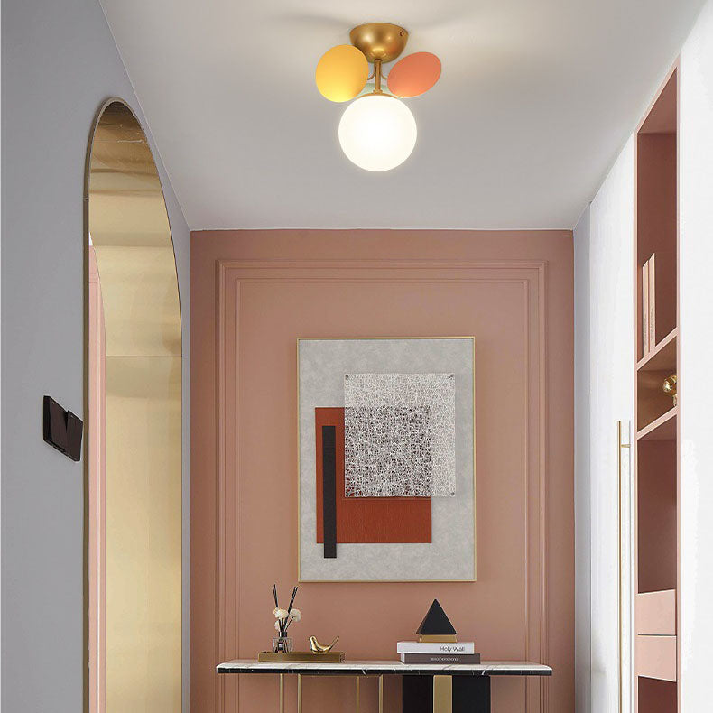 BloomLume Mid-Century Deckenleuchte | Blumen-Deko & Glas-Kugel | 1-4 Flammen | Modern & Stilvoll | Für Wohnzimmer