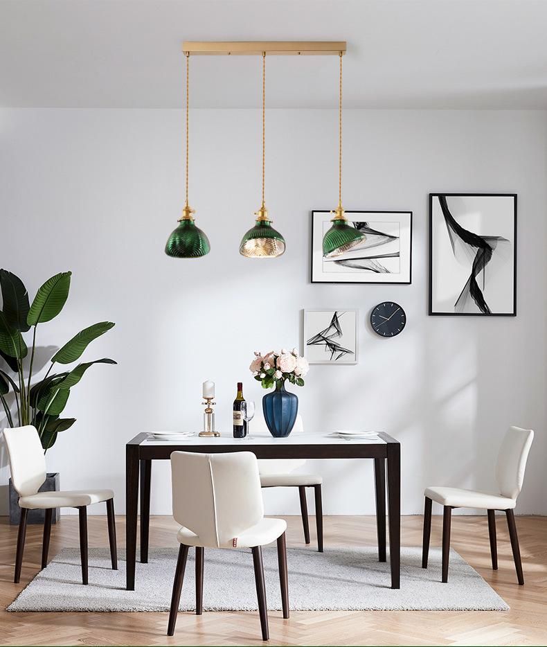 VerdiGlow Nordic Vintage Kronleuchter | Messing & Grünes Glas | 1/2/3-Licht Hängelampe | Elegantes Design