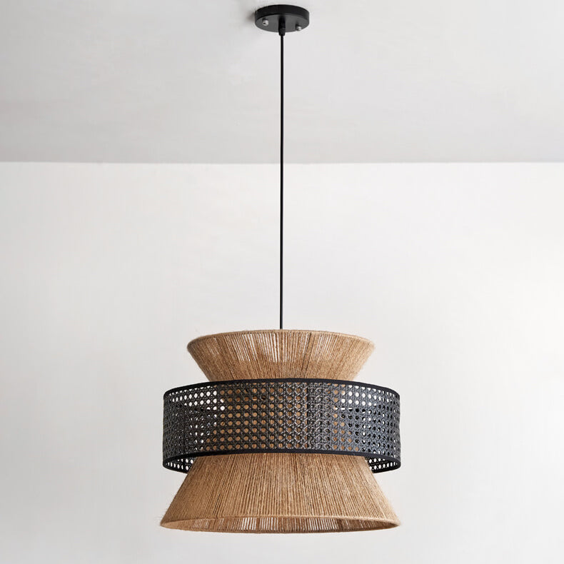 ArtraHaven Handgewebte Rattan Pendelleuchte | Traditioneller Zen-Stil | Natürliche Eleganz | Wohnzimmerbeleuchtung