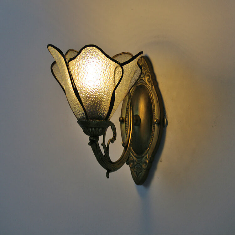 TiffanyBloom Vintage Glas Wandlampe | Buntglas | Einzigartiges Design | Beleuchtung für Zuhause