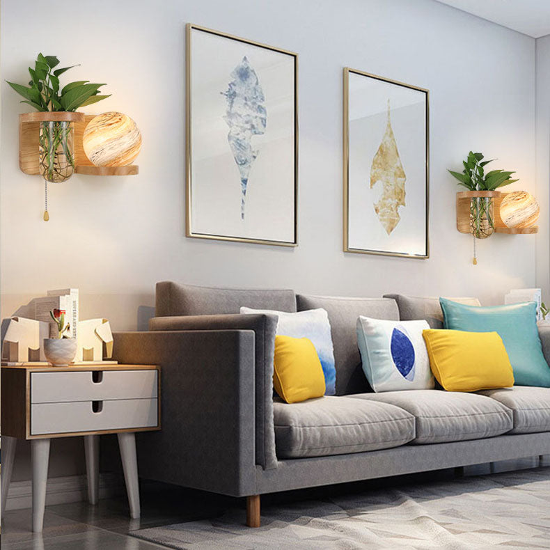 Orbano Wandleuchte | Modernes Eichenholz-Design | Planeten-inspirierter Stil | 1-flammig