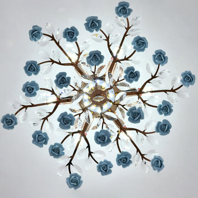 LustraRose Elegance | Keramik Kristall Kronleuchter | 6/7/8-flammig | Luxuriöse Beleuchtung