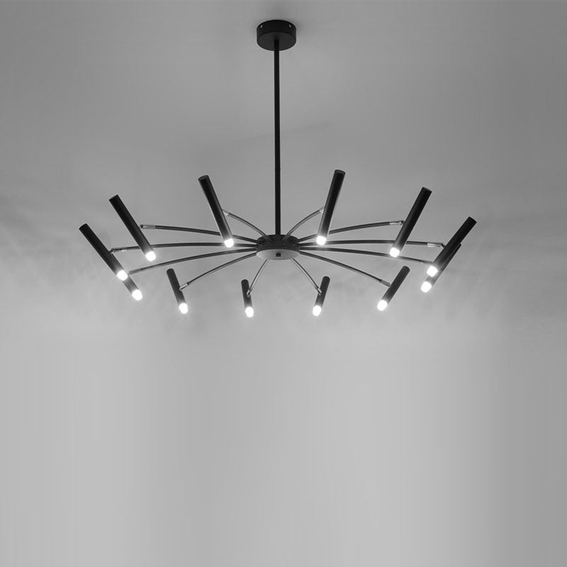 RadiaNova Kronleuchter im skandinavischen Stil | Runde Radioaktive Optik | 12/24 Lichter | Eisen & Aluminium für Wohnzimmer