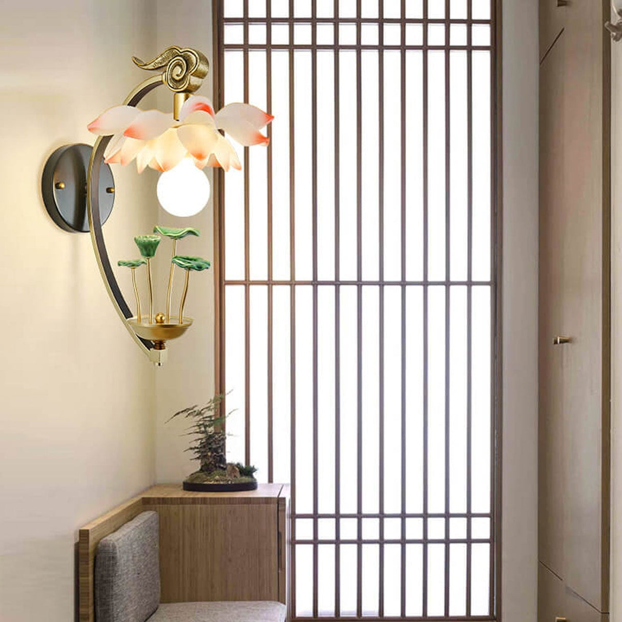 LotuLume Wandlampe | Modernes Lotus-Design aus Keramik & Harz | Elegante 1-Flammige Wandleuchte