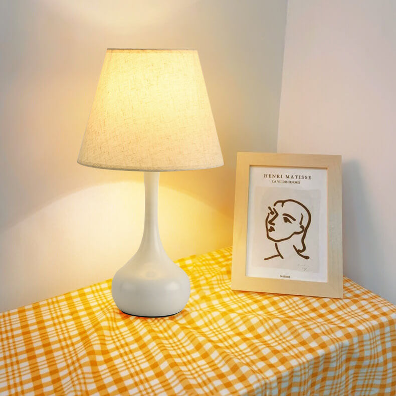 NoctaLoom Nordic Tischlampe | Vintage Design | Stoffschirm & Eisenbasis | Touch-Schalter