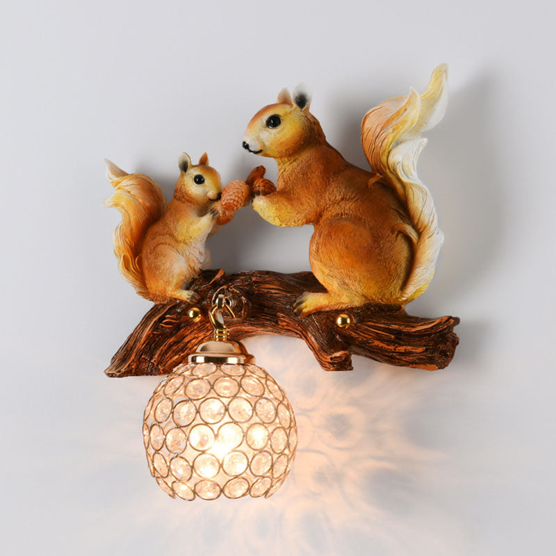 Crystanova Wandleuchte | Kreatives Eichhörnchen-Design | Kristall-Details | 1-flammige Lampe für Schlafzimmer
