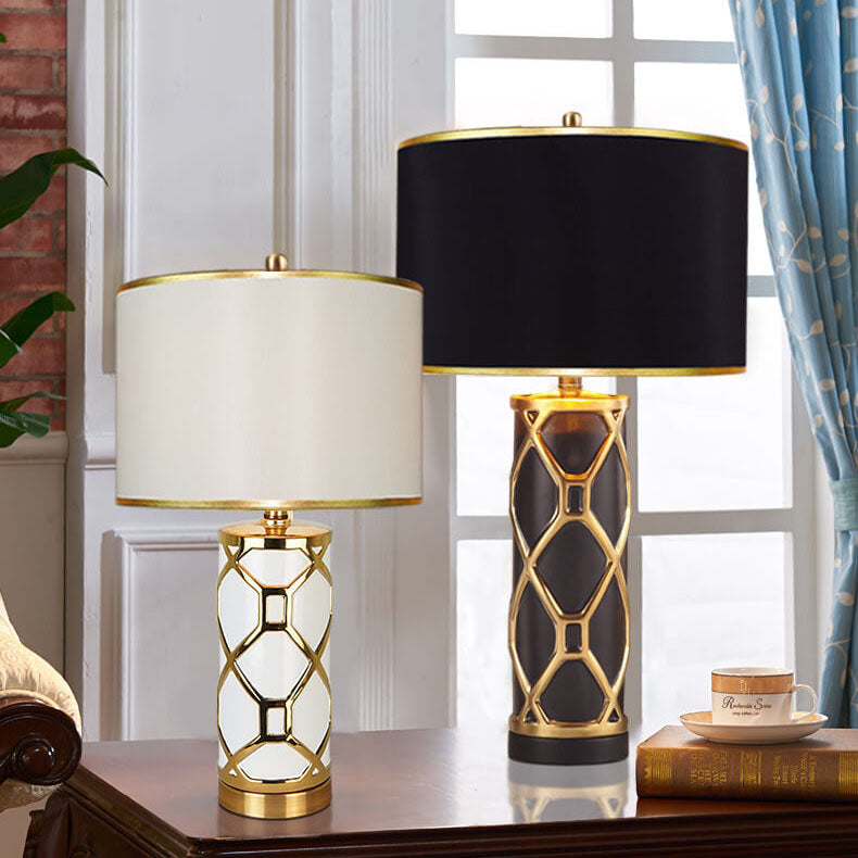 Ceravelle Luxe LED Tischlampe | Nordisches Design | Keramikfuß & Stoffschirm | Dimmbar & Modern