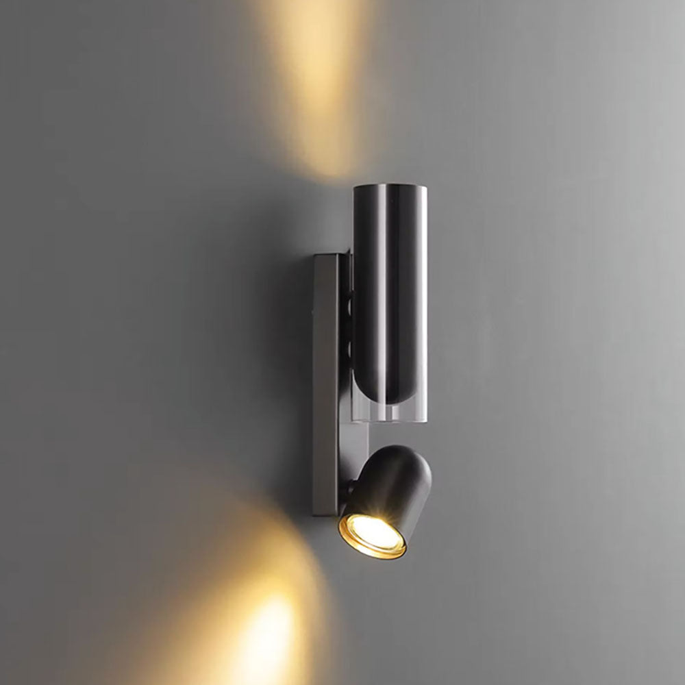 TwistLite Wandleuchte | Minimalistisches Zylinder-Design | Metall & Glas | 2-Licht | Rotierbar | Stilvolle Beleuchtung für Schlafzimmer