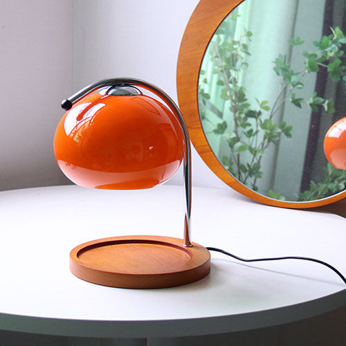 Melva Vintage Glasdom-Lampe mit Holzsockel | Schmelzendes Wachs | Dimmer | Stimmungslicht | Deko für Zuhause