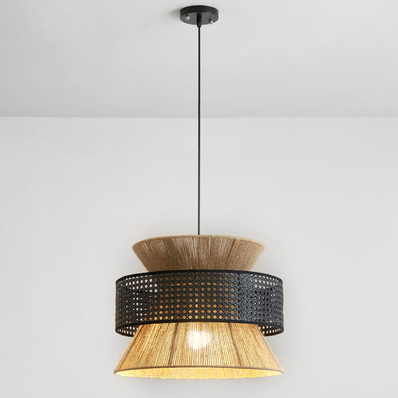 ArtraHaven Handgewebte Rattan Pendelleuchte | Traditioneller Zen-Stil | Natürliche Eleganz | Wohnzimmerbeleuchtung